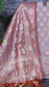 African Violet Silk Cotton Floral Self Zari Woven Banaras Salwar